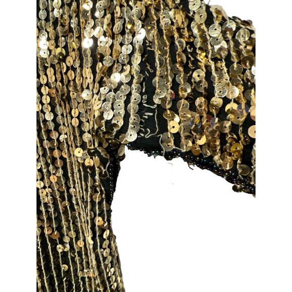 Handmade Handcrafted Beaded Floral Design Sequined Sparkly Crop Top - Picture 5 of 9